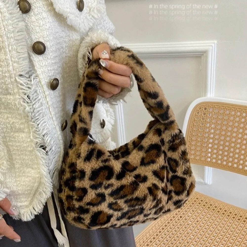 Temperament Mini Leopard Print Handbag Korean Style Soft Shoulder Bag Purses Lipstick Key Bag Tote Bag Girl
