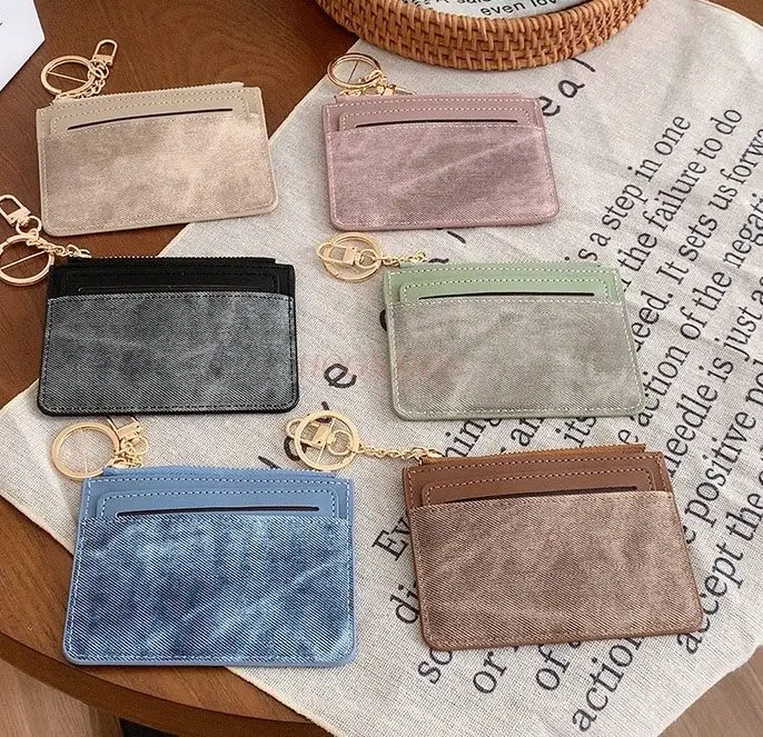 1pcs Small, niche, color blocking, compact, multi slot card bag, thin, multifunctional student ID card, coin wallet, and coin