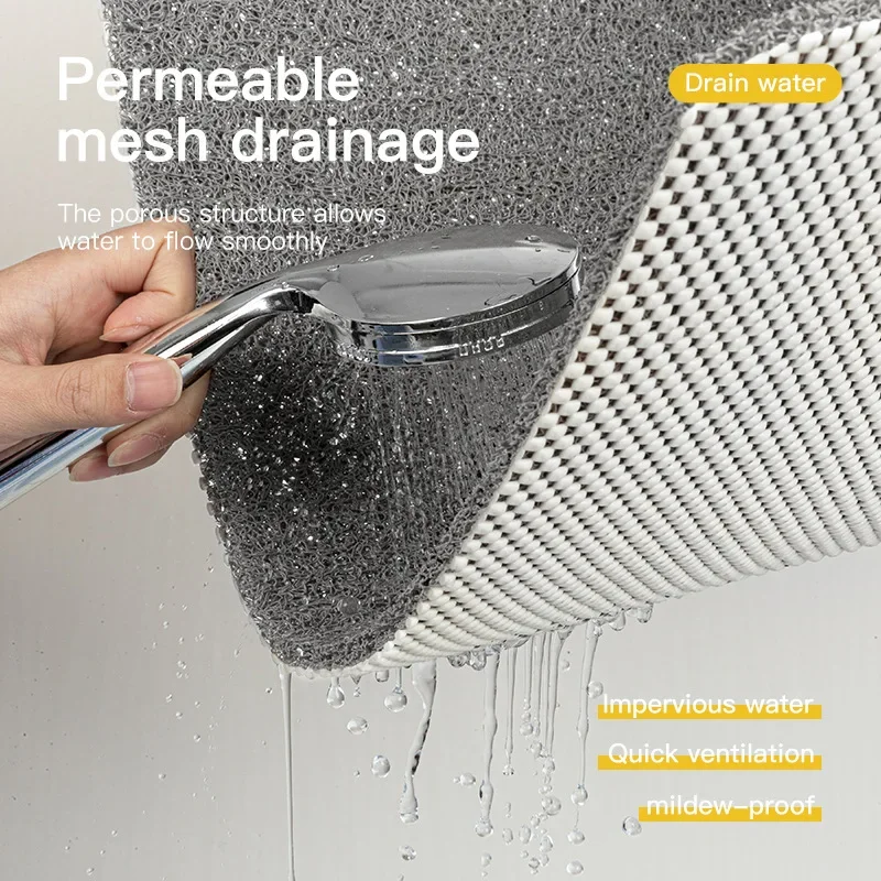 Arc Shape PVC Coil Shower Mat, Bathroom Non-Slip Pad, Soft Skin-Friendly, Breathable with Drainage, Comfortable Feel