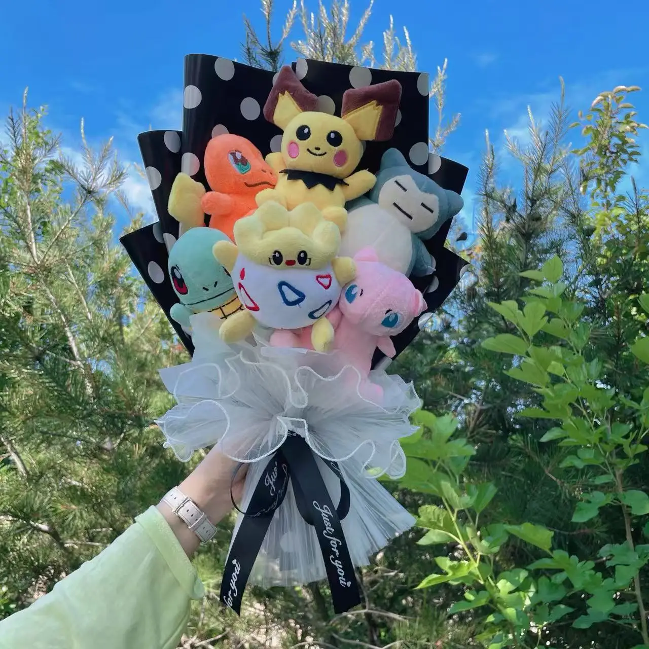 

Classical Anime Pikachu quirtle Plush Doll Toys Creative Handmade Bouquets Gifts For Christmas Birthday Valentine New Year
