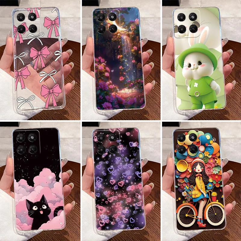 For Motorola Moto G37 G47 Case For Moto G37 Power Back Cover Clear Luxury Cute Love Heart Rabbit Funny Soft Silicone Phone Case