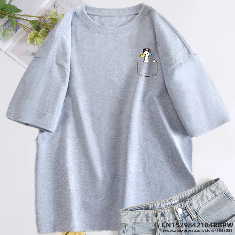 Pocket Subaru Duck Hololive T-shirt for Women Men Fuuny Graphic Tees Women T Shirt Short Sleeve Oversized Tshirts Aesthetic