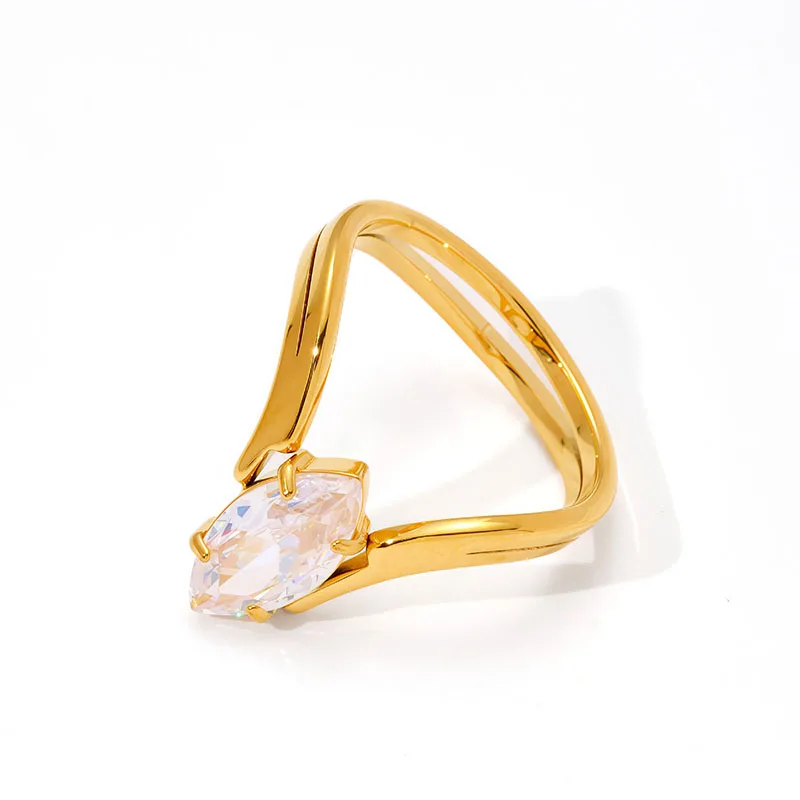 

Apexelle Brand Fashion Jewelry Stainless Steel Ring Inlaid Zirconia Delicate Ring For Women Fine Jewelry