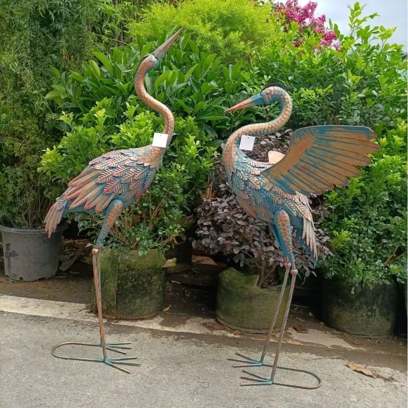 

Red-crowned Crane Garden Metal Sculpture Model Oranments Bird Heron Outdoor Decoration for Yard Pond Lawn Backyard Pool US Gifts