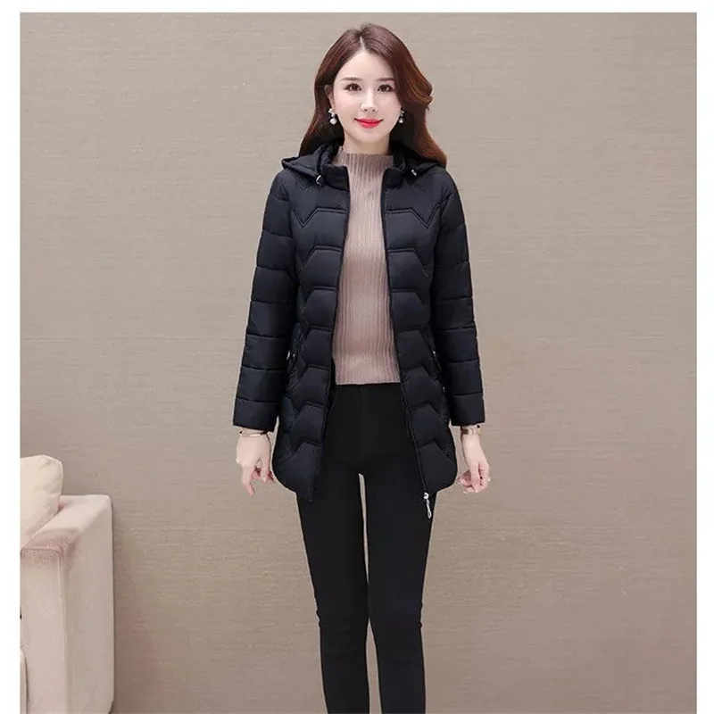 Winter 2024 New Down Jacket Women Parkas Fashion High-Quality Warm Cotton Padded Coat Ladies Long Overcoat Hooded Outerwear Tops