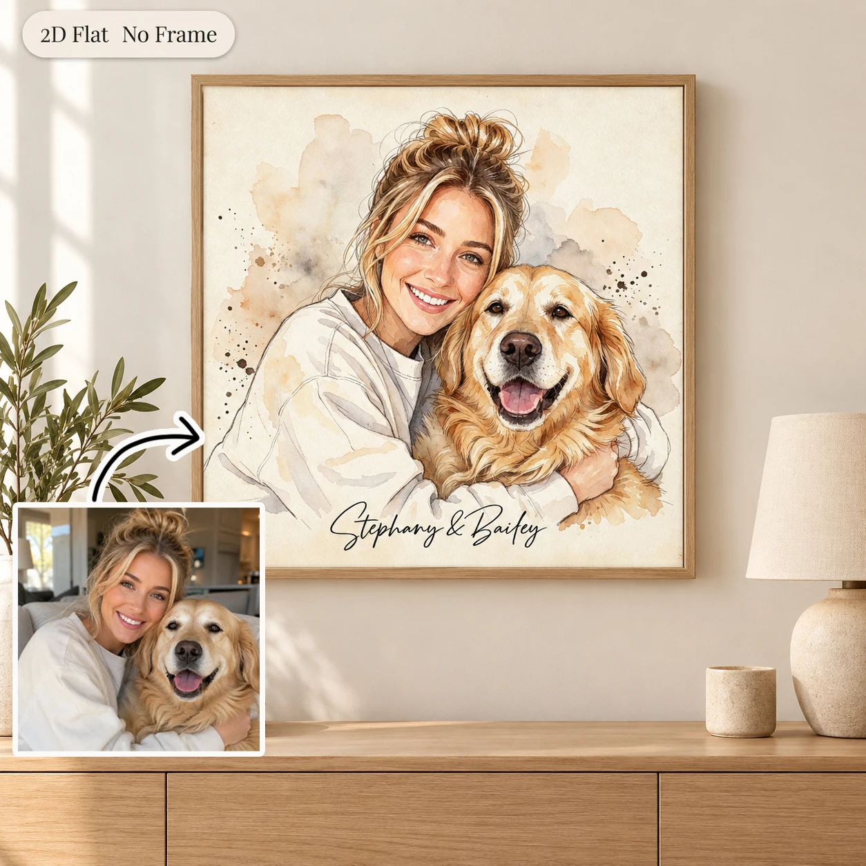Custom Pet Photos Custom Watercolor Posters Dog Cartoon Portrait Wall Art Gallery Wall Prints Christmas Canvas Prints  Gift