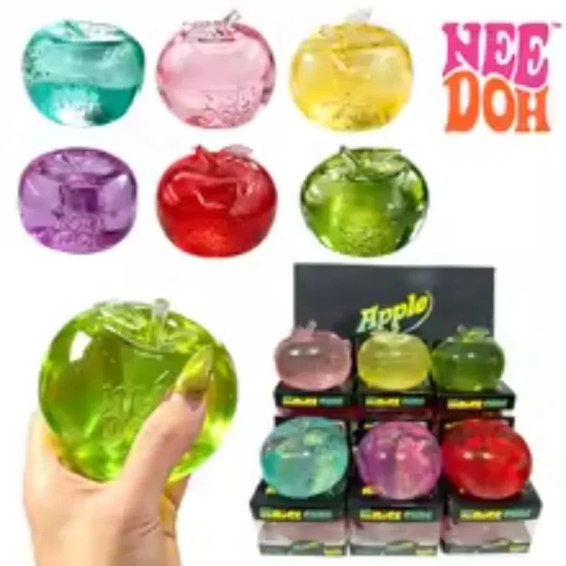 NEEDOHSquishy Pink Blue Green Apple Soft Fidget Sensory Toy for ADHD Autism Slow Rebound Squeeze Toy for Adults Christmas Gifts