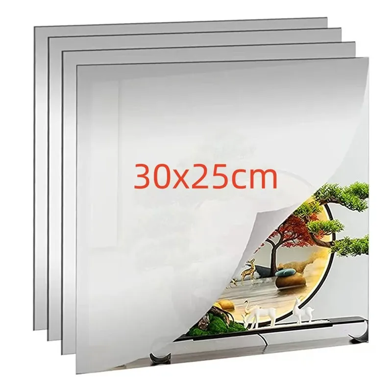 8PCS Rectangle Acrylic Mirror Stickers Set Flexible DIY Art Decals for Living Room Door Wardrobe Home Decor