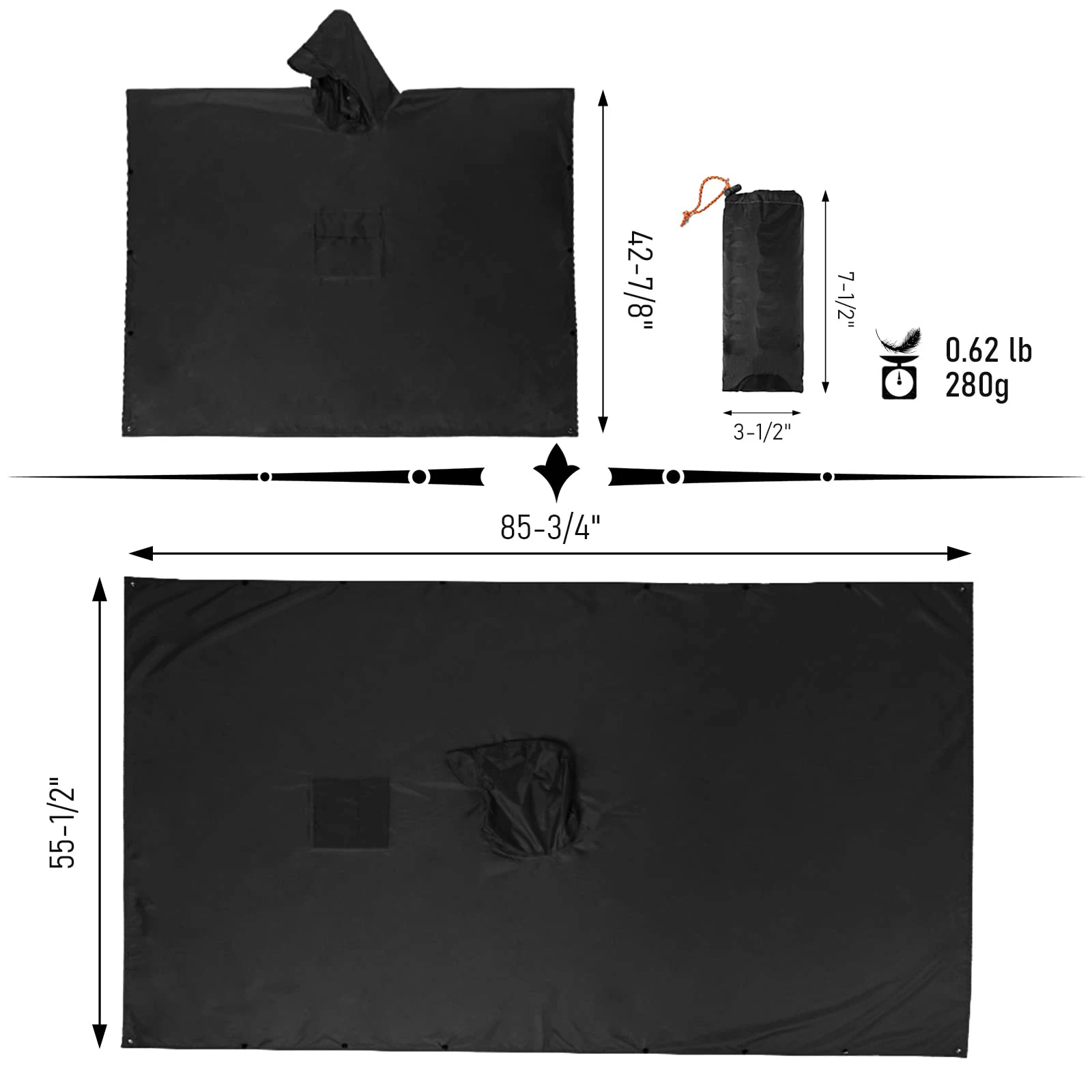 Poncho impermeable 3 en 1 para hombres y mujeres, protector de lluvia, toldo militar al aire libre para motocicleta, pícnic