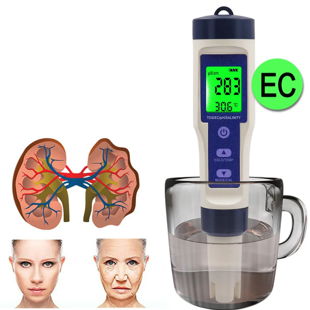 

Aquarium Digital Salinity Meter High Precision Portable Tester for Pool Seawater and Saltwater 5-in-1 Water Quality Analysis