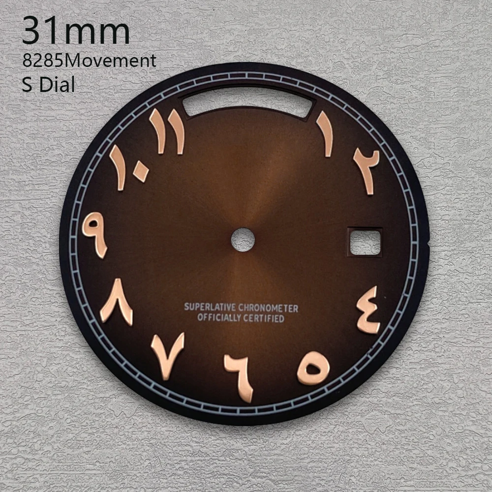 31 мм S логотип циферблата день и дата арабский солнечный циферблат подходит для механизма 8285 высококачественные аксессуары для модификации часов