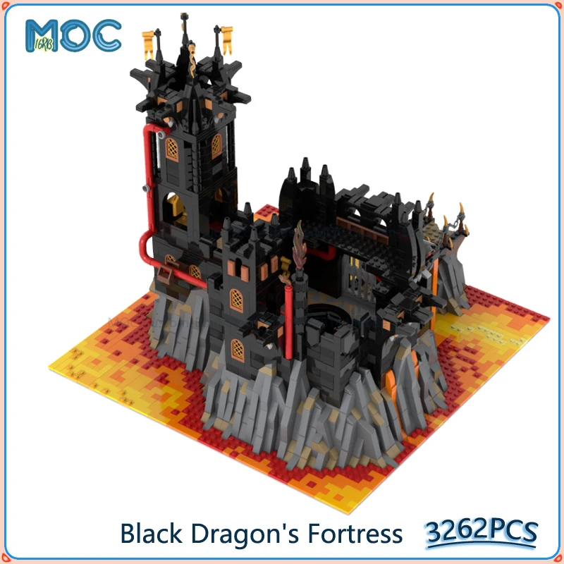 黒龍の要塞 悪の城モデル MOC ビルディングブロック DIY 組み立てレンガコレクションディスプレイ クリスマスおもちゃギフト 3262 個