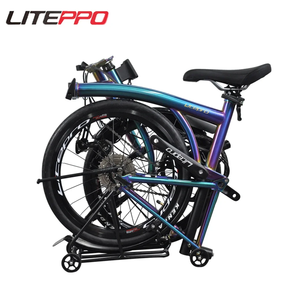 Litepro 20Inch External 9 Speed Tri-fold Folding Bicycle Straight M Handlebar Steel Frame