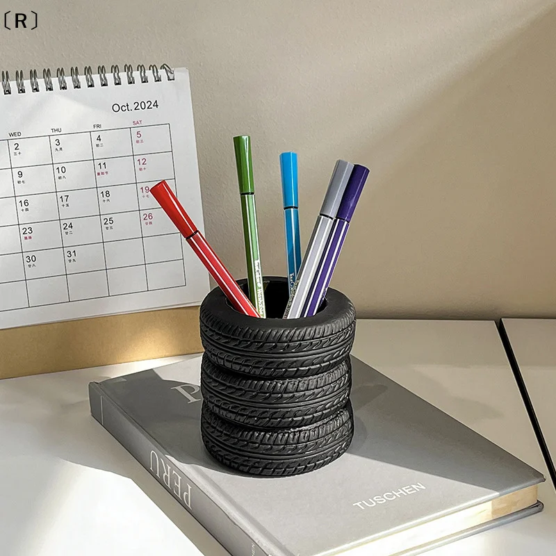 

〔R〕Creative Car Tire Pen Holder Organizer Desktop Ornaments Stationery Storage Box Decorative Accessories〔Winter2〕