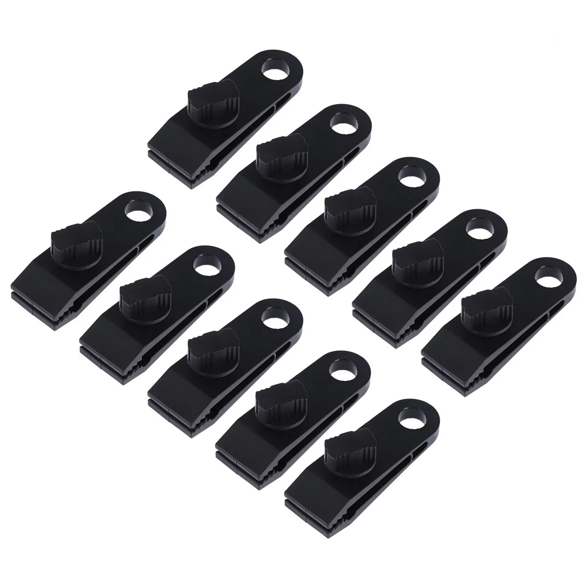 

10pcs Heavy Tent Clamps Lock Grip Awning Clips Windproof Camping Tent Peg Tarps Boat Covers Ground Anchor Black