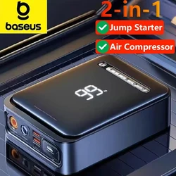 Baseus-Carro Sem Fio Jump Starter, Bomba Inflator Pneu, Compressor De Ar, Banco De Potência, Bateria Potável, Carregamento Rápido, 2 em 1, 1000A