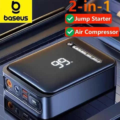 Baseus 2 в 1: Автомобильный стартер и беспроводной насос для шин — фото товара