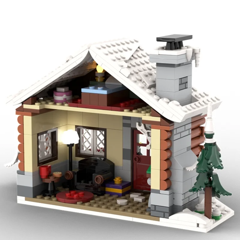 581pcs MOC Alpine Log Cabin Seasonal Festivalsed Model Building Blocks Architecture Assemble DIY Festivals Gift Idea Toys Brick