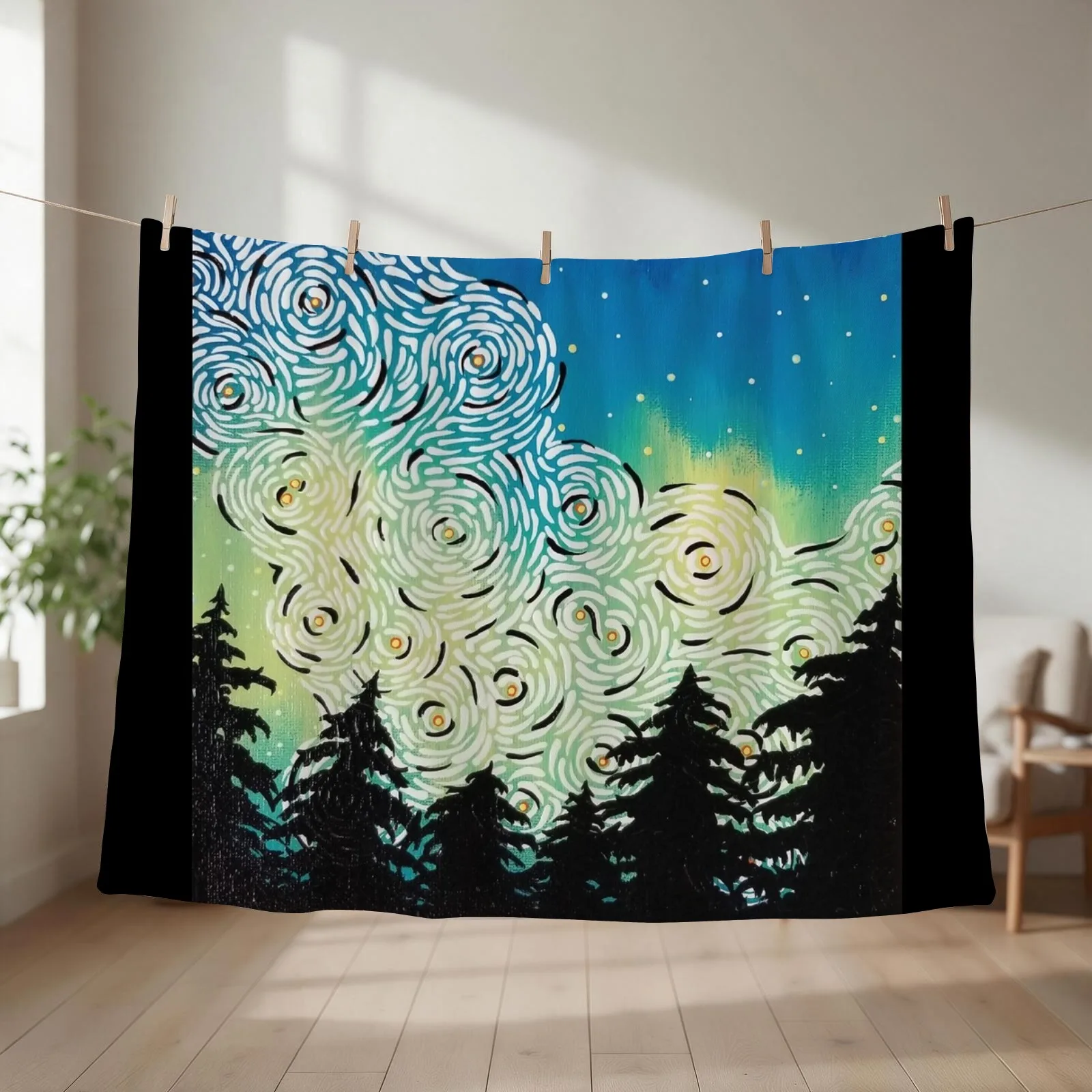 Aurora Borealis Throw Blanket couch cozy soft plush fuzzy picnic outdoor blanket