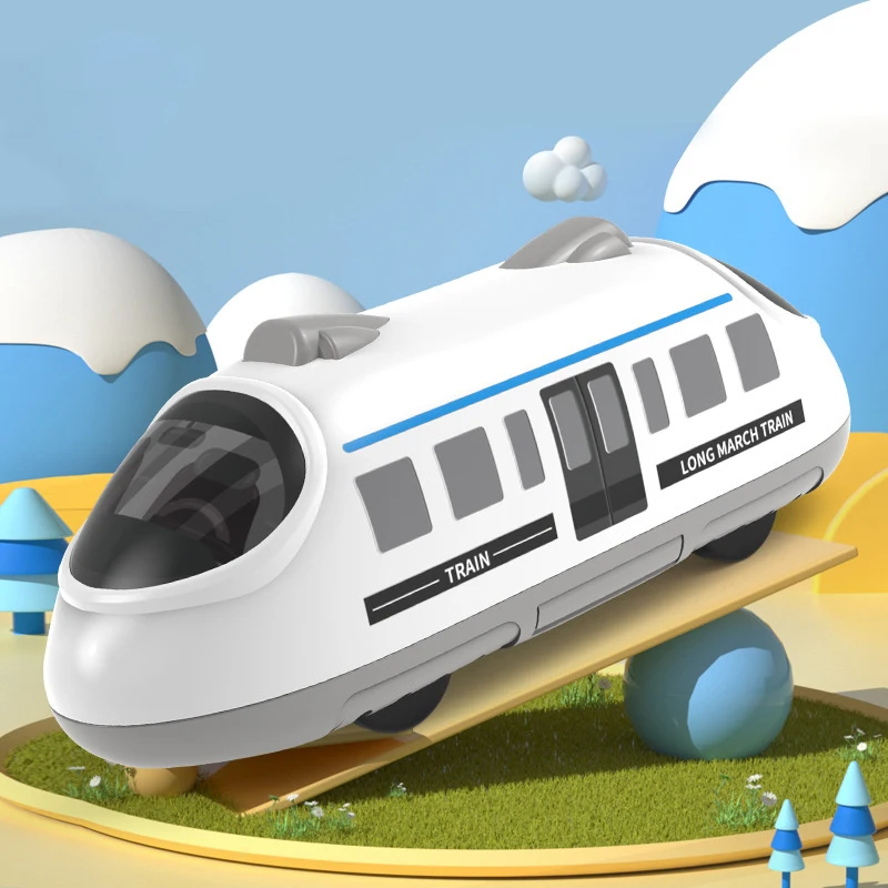 Interactive Toy Double Pull-Back Train Inertia High-Speed Rail Subway Simulation Cute 3D Model Cartoon Small Car Children's Gift