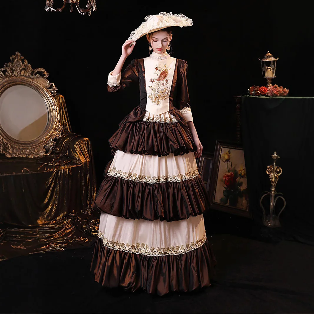 

French Turtleneck Court Travel Photo Birthday Hosting Performance Dress Russian Princess Masquerade Party Annual Meeting 미니웨딩드레스