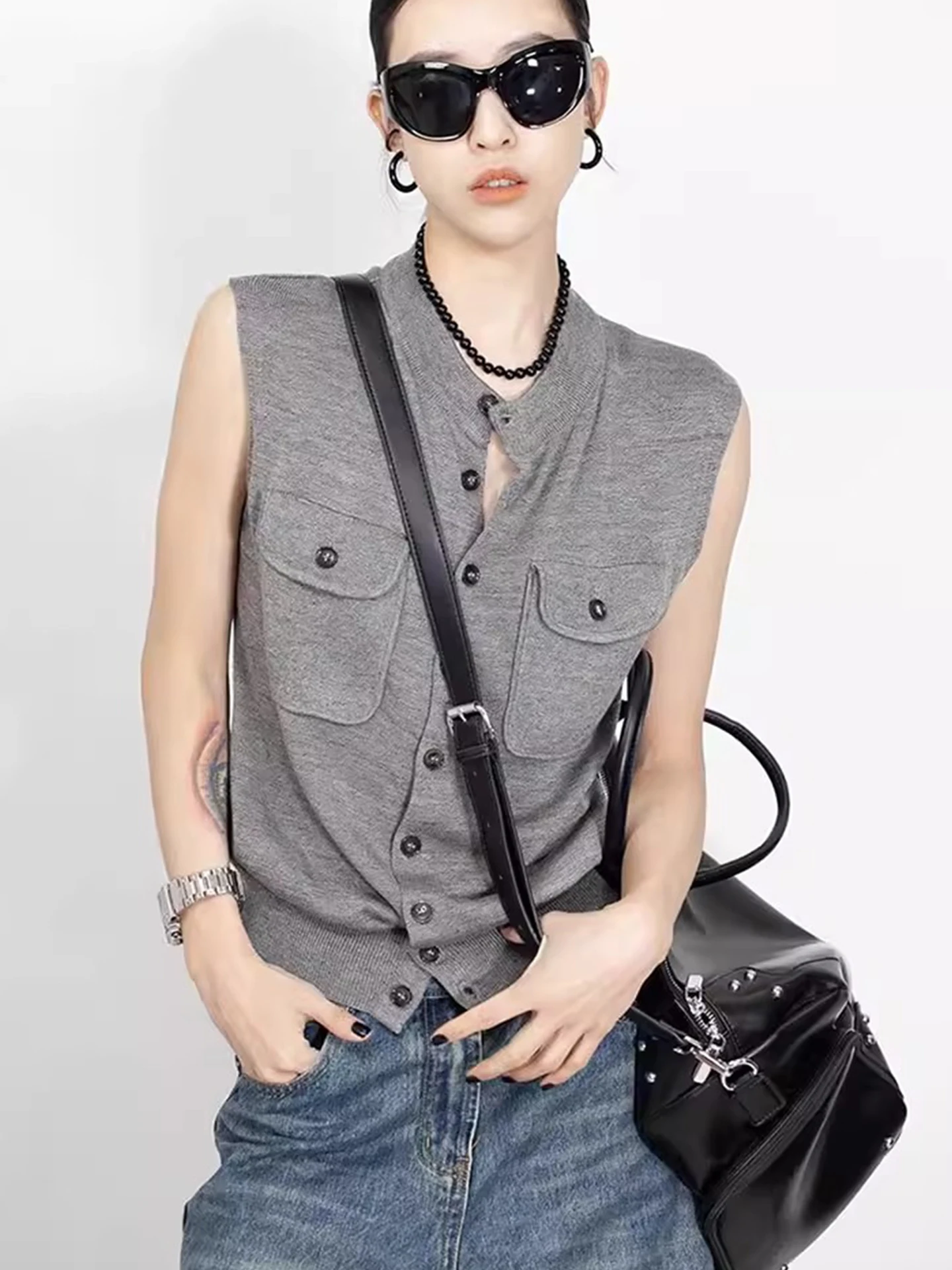 エレ カラー シングルボタン ニット オープンカーディガン スウェットトップ トレンド 韓国風 スタイリッシュ 夏 レジャー ファッション クオリティ