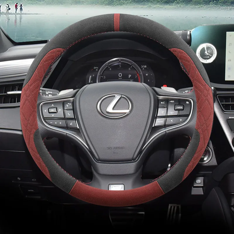 For Lexus Suede Leather Steering Wheel Cover IS ES ES200 ES300h NX ES350h RX350 RX500h NX350h NX450h 2024 2025 2026 Accessories