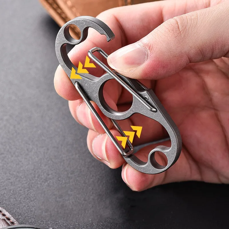 Titanium Alloy Key Chain Buckle Hiking Camping Equipment Survival Outdoor EDC Tools Travel Gadgets Car Keychain Bottle Opener - Image 3