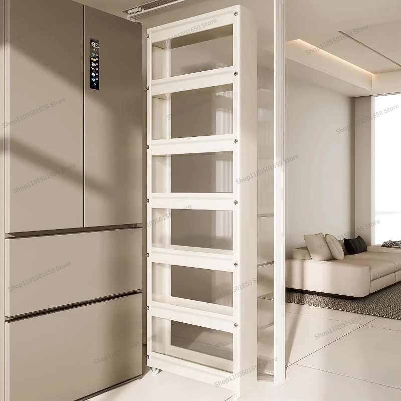 For Kitchen Crevice Rack, Extremely Narrow Gap Behind The Door on The Side of The Refrigerator, Ultra-thin Pull-out Trolley