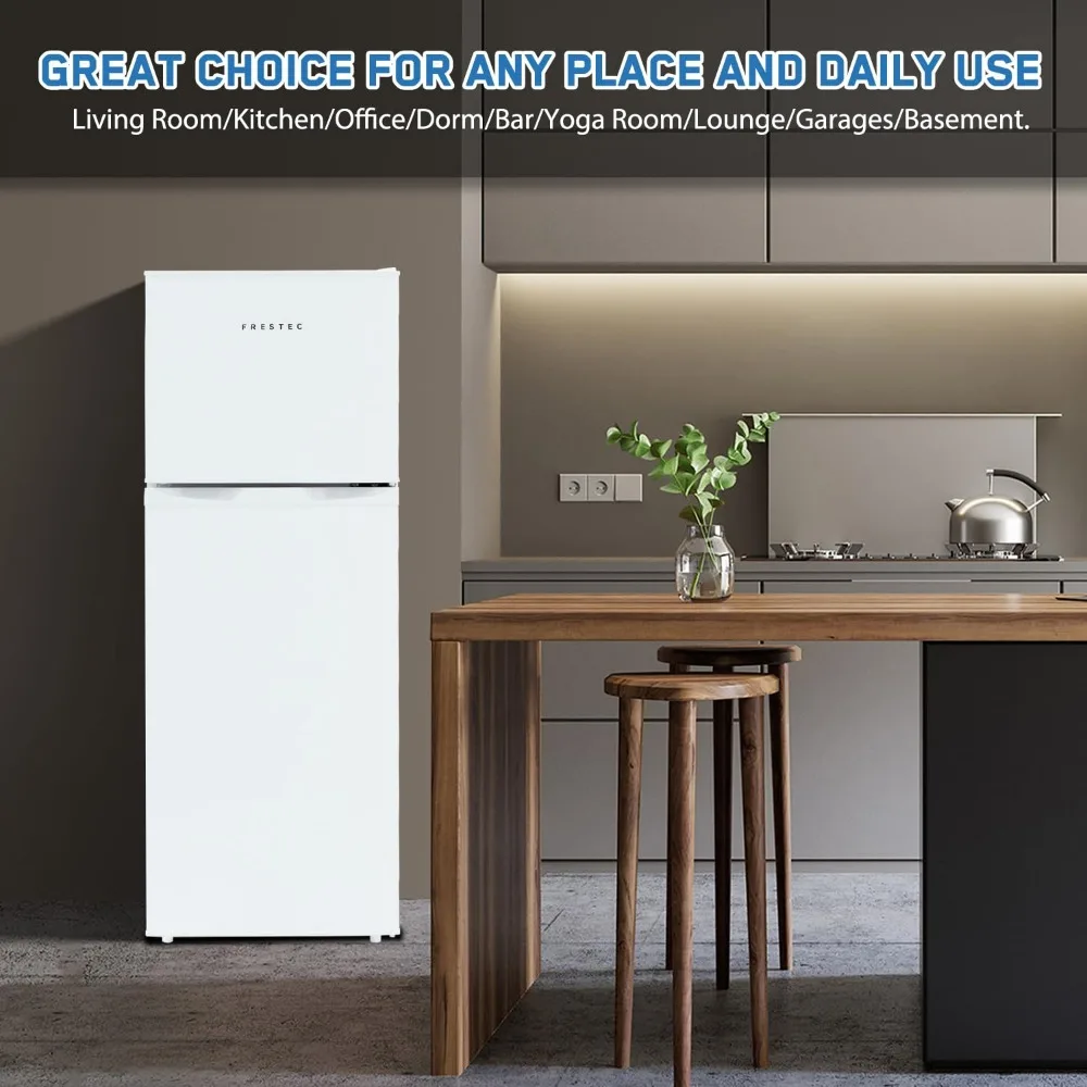 4.7 CU.FT. Refrigerator, Mini Fridge with Freezer, Compact Refrigerator, Top Freezer, Adjustable Thermostat Control, Door Swing