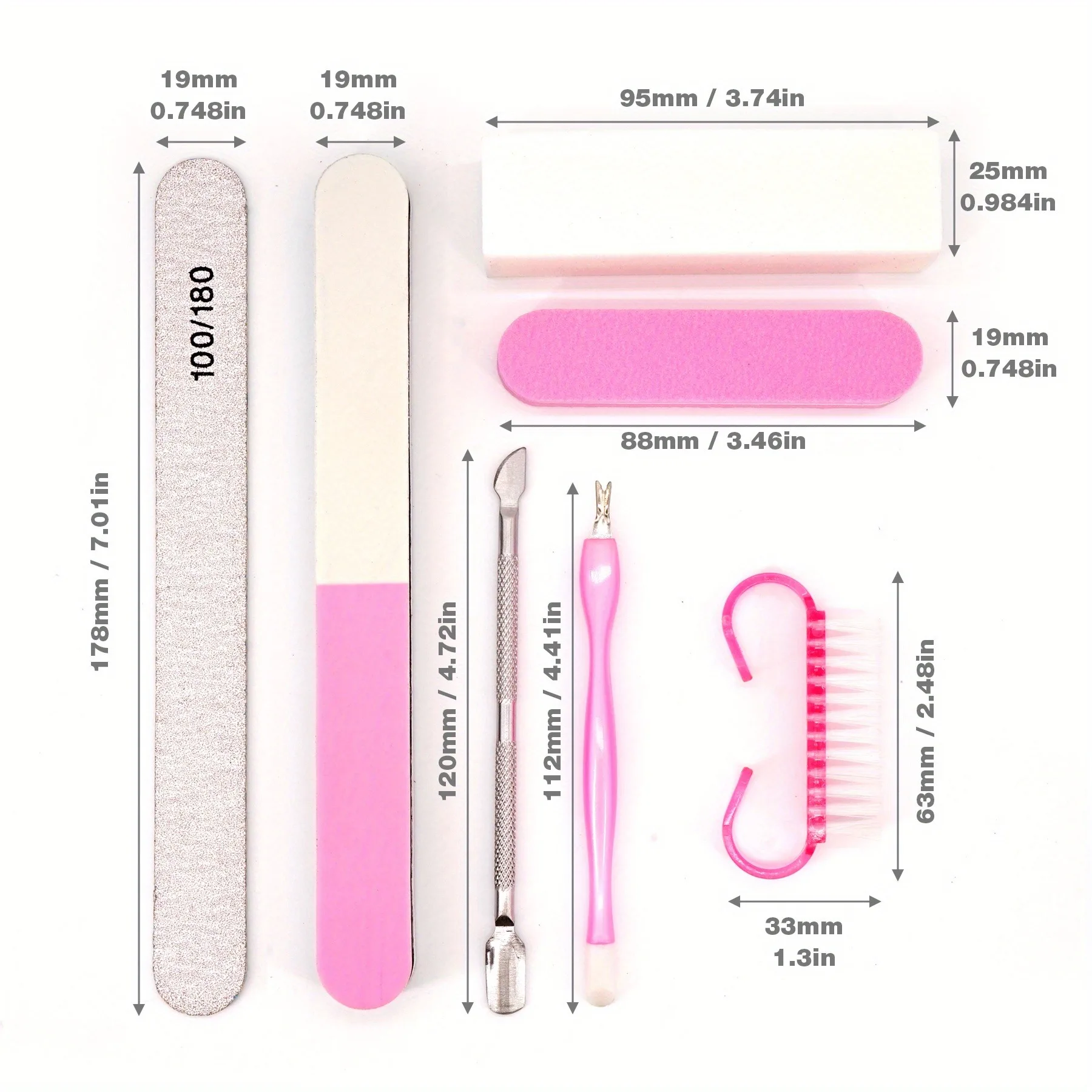 Nail Files And Buffer Set Block Sponge Polished Cuticle Pusher Remove Dead Skin Nail Art Brush Nail Trimming Manicure Tools