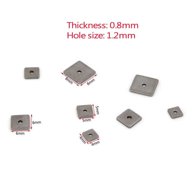 50 Stuks Rvs Metalen Vierkante Spacer Kralen 4/5/6/8mm Losse Charm Bead voor DIY Armband Oorbellen Sieraden Maken Accessoires