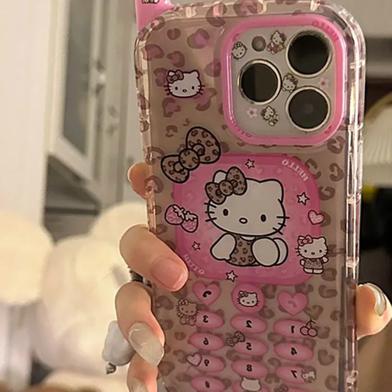 Cute Hello Kitty Phone Case Korean Japanese Style Retro Telephone Anti Drop for IPhone 14 15 16 17 Pro Max Protective Cover Gift image 6