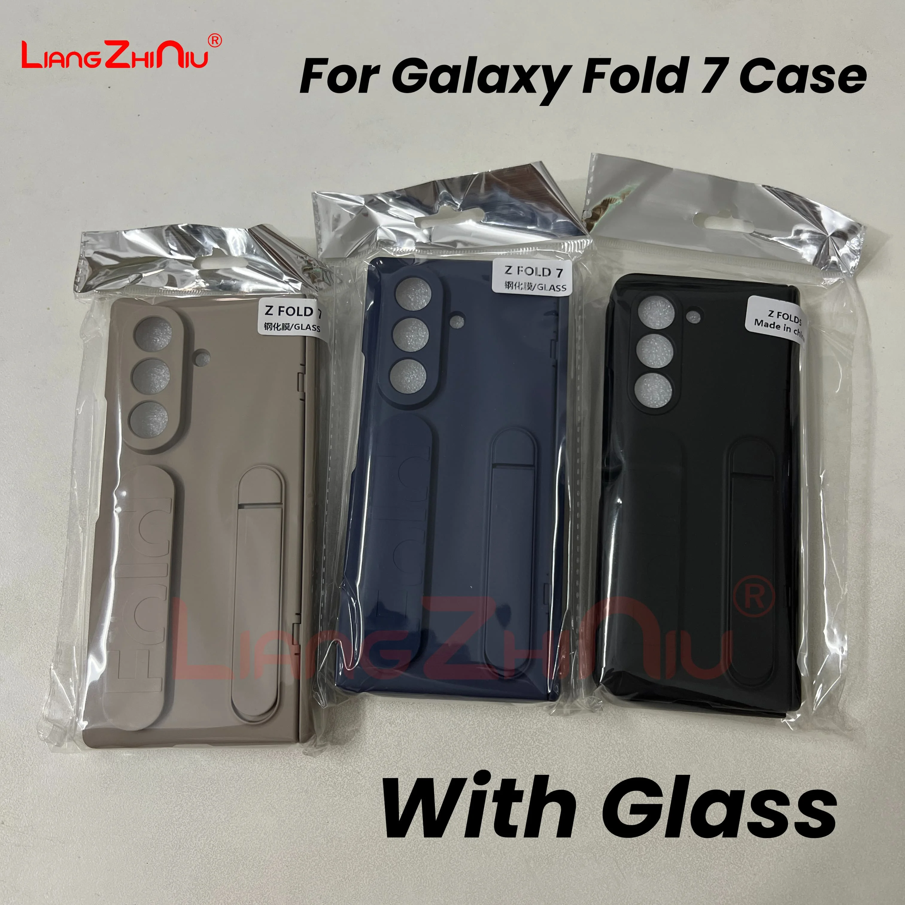 

For Samsung Z Fold 7 Phone Case With Glass Protector Elastic Cord Wrist Strap Lens Fine Hole Shockproof For Fold7 Hard Cover