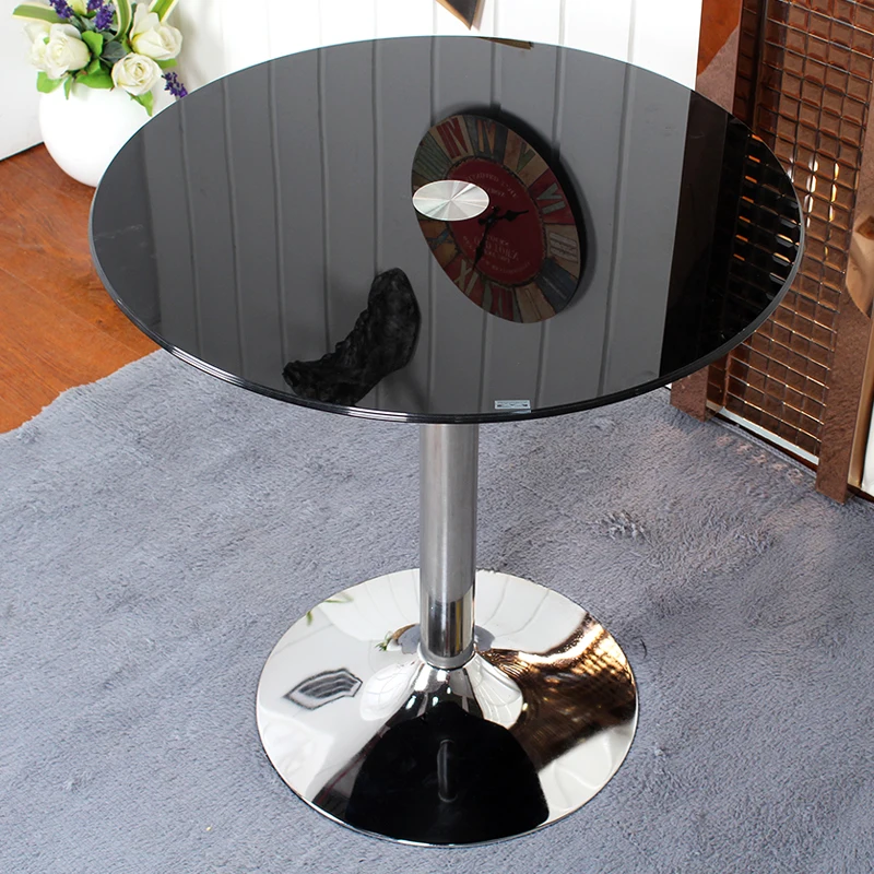 

Funky Diner Coffee Table Black Round Dining Mirror Tempered Centre Glass Table Luxury Tea Mesa Lateral Para Sala Furniture