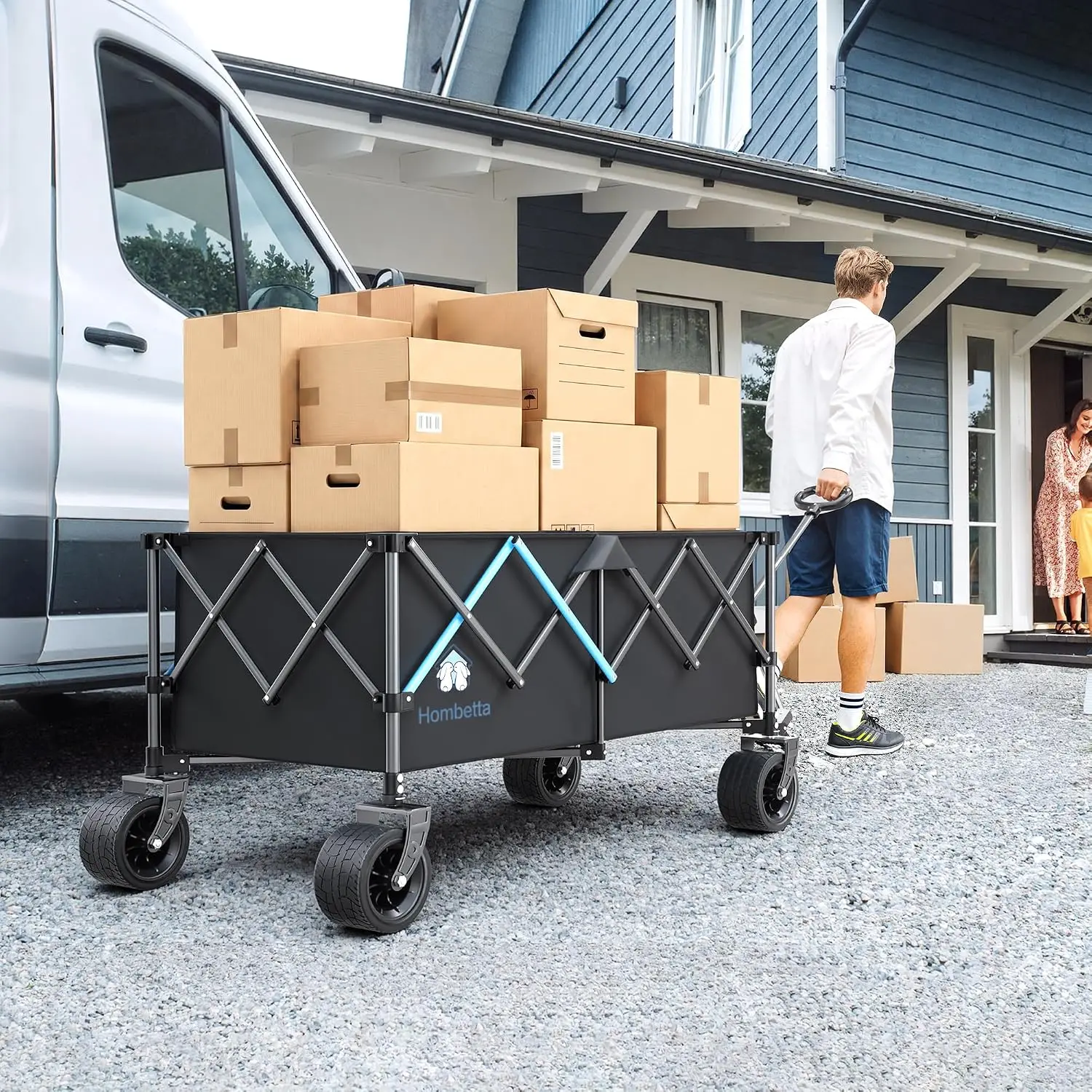 Collapsible Wagon Cart All Terrain Wheels 48 Inch XL 400L Heavy Duty 560 Lbs Capacity For Beach Camping Garden Sports Shopping