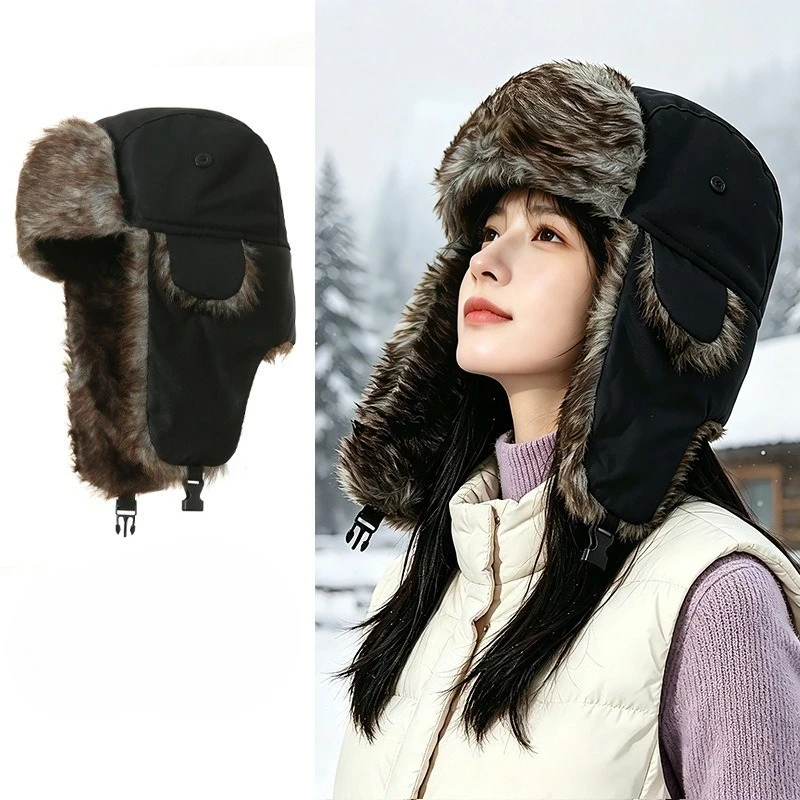 Aviator Trooper Winter Warm Hat for Men's Women Trapper Cap Earflap Flaps Russian Ski Hat Bomber Cap Waterproof Cold Pilot Hats