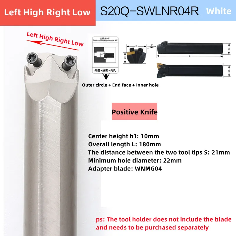 1 Máy Tính S20Q-SWLNR04L S20Q-SWLNR04R S20Q-SWLNR04H Thép Không Gỉ Tiện CNC Công Cụ Đôi Cấp Arbor Cho WNMG04