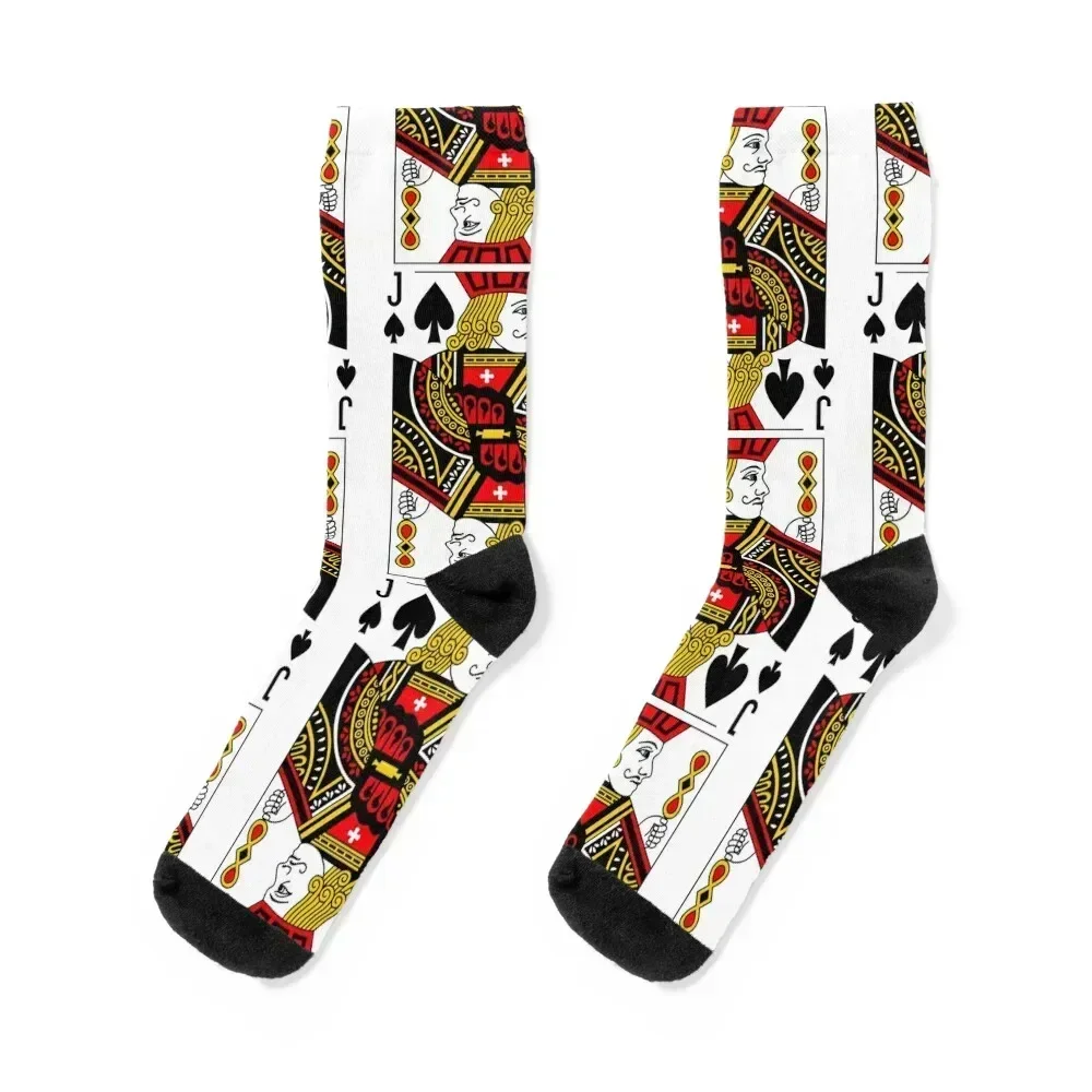 Jack of Spades Classic Card Deck Casino Poker J Spades Socks christmass gift halloween winter Socks For Women Men's