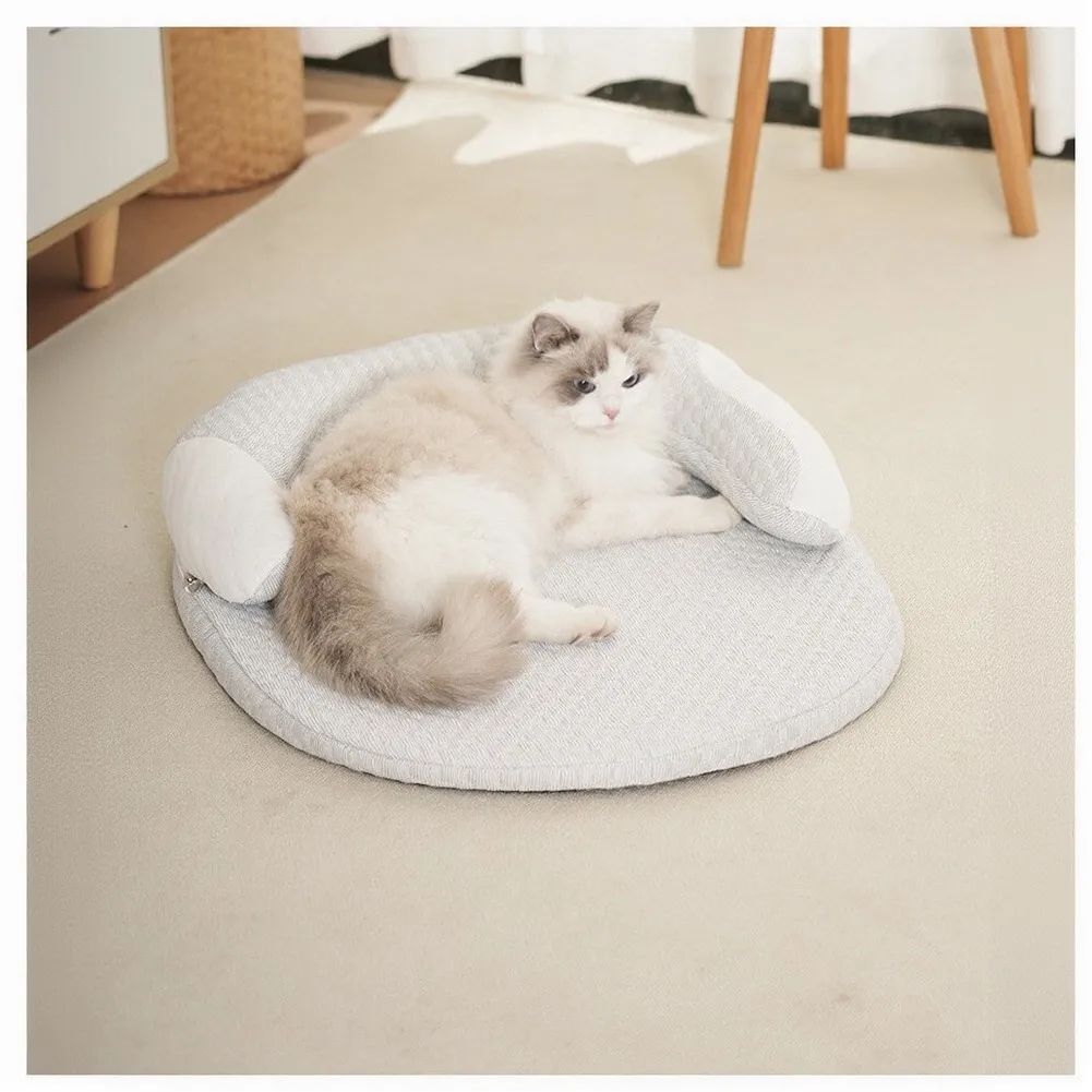 Cooling Mat for Dogs Cats with Removable Pillow Stretch Fabric Construction and Non-Slip Bottom for Wood or Laminate