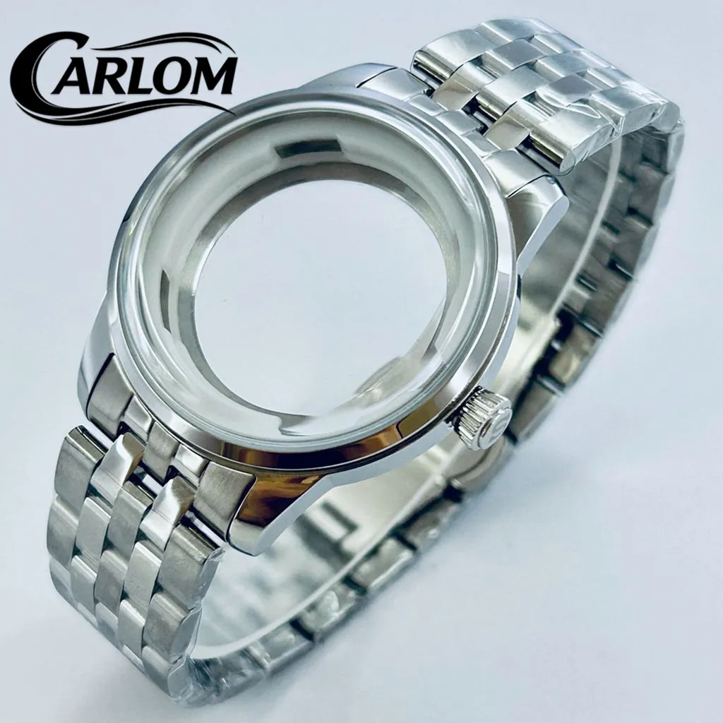 40mm NH Watch Case For NH34 NH35 NH36 NH38 NH39 NH70 NH72 Movement Cocktail Arch Glass Case Silver 35mm Dial SKX Watch Parts