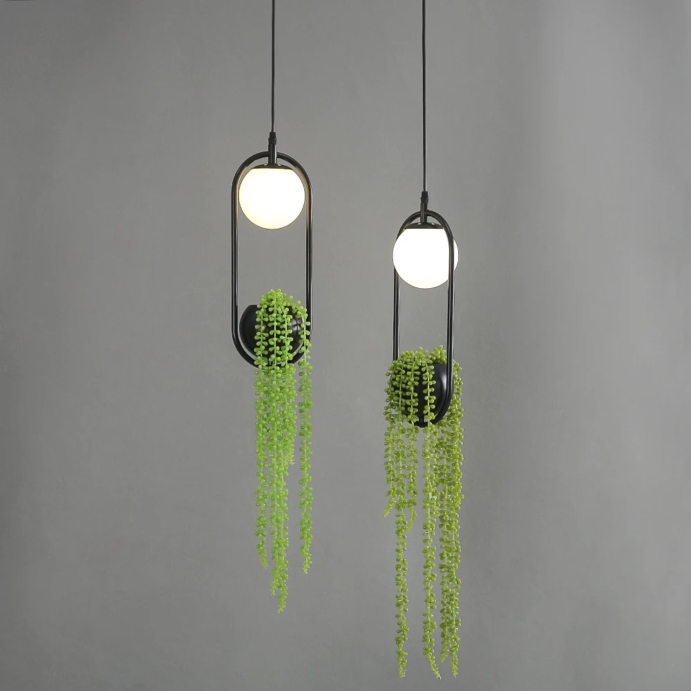 Nordic DIY LED Plant Pendant Light Flower Pot Hanging Lamp for Living Room Dining Room Restaurant Modern Home Decor Lighting Fix