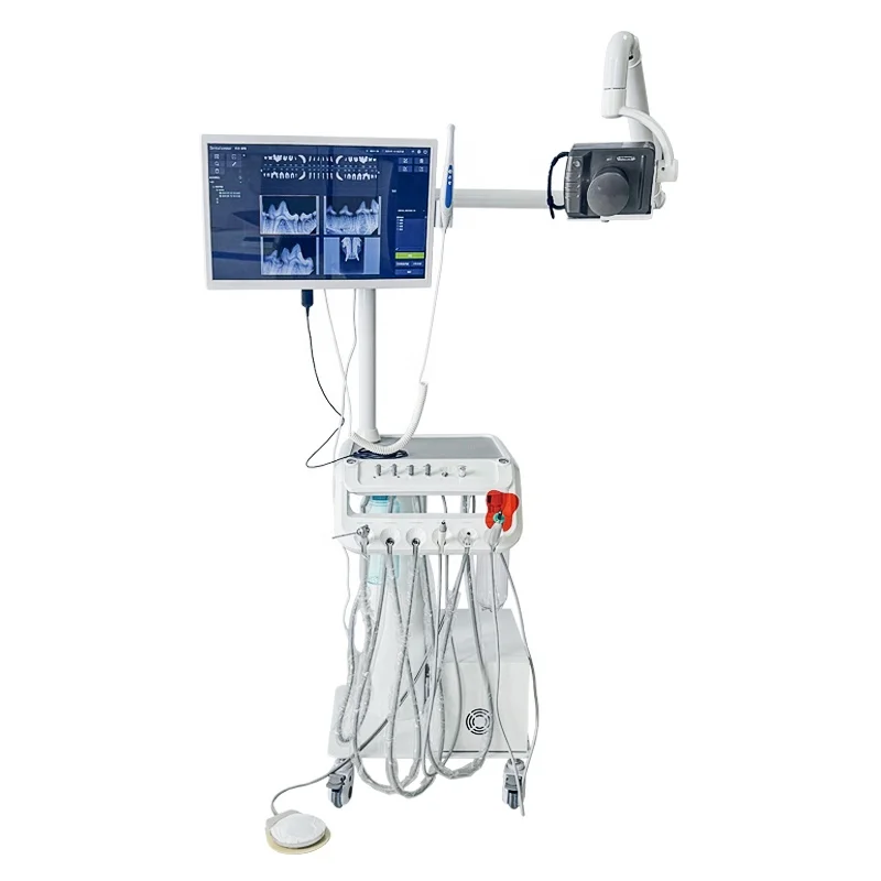 High Speed Mobile Dental Turbine Unit Built In Air Compressor Portable Dental Cart For Pet Clinic Equine Veterinary Use