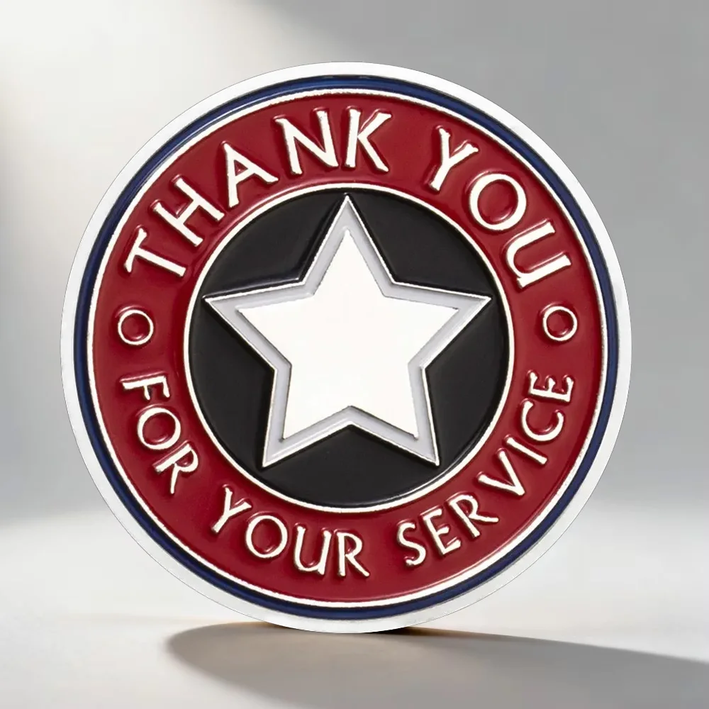USA  Thank You for Your Service Silvery Plated Challenge Coin Honor Proudly Salutes You Veteran Commemorative Coin