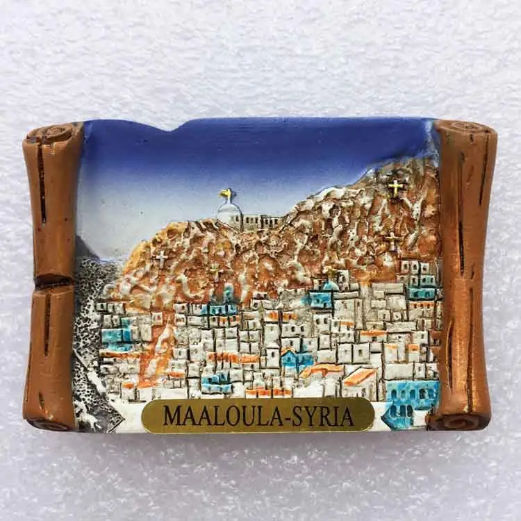 

Middle East Historical Town Syria Malula Tourist Souvenirs 3D Landscape Magnets Refrigerator Stickers Souvenir Special Offers