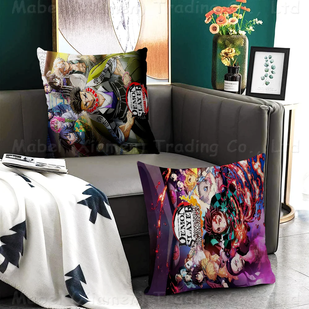 Anime Demon Slayer Pillow Cushion Cover Pillowcase Living Room Sofa Home Decor Customized