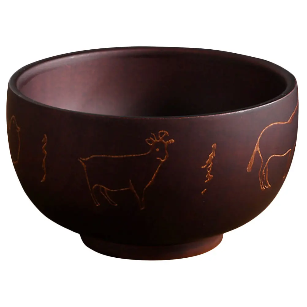 

Wood Bowl Premium Carved Ethnic Style Natural Food Bowl for Salad Rice Noodles Soup Decorative Wooden Tableware Easy