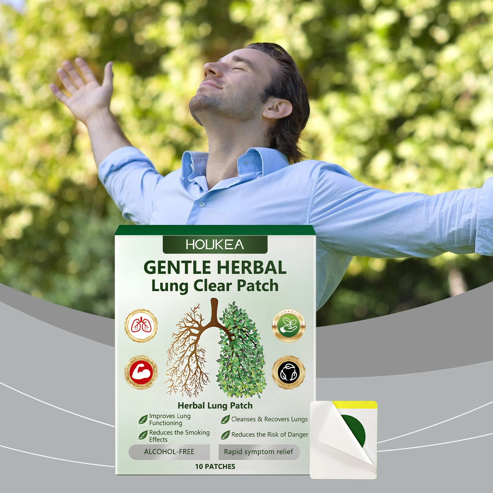 Herbal Lung Cleanse Detox Patch Relieve Cough Improve Breathing Enhance Lung Function Restore Healthy Lung Mucus Removal Sticker