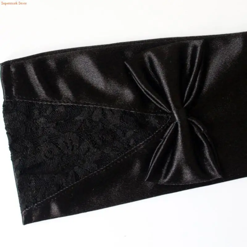 Q5WE Princess Elegant Satin Black Long Gloves Dinner Party Pageant Costume