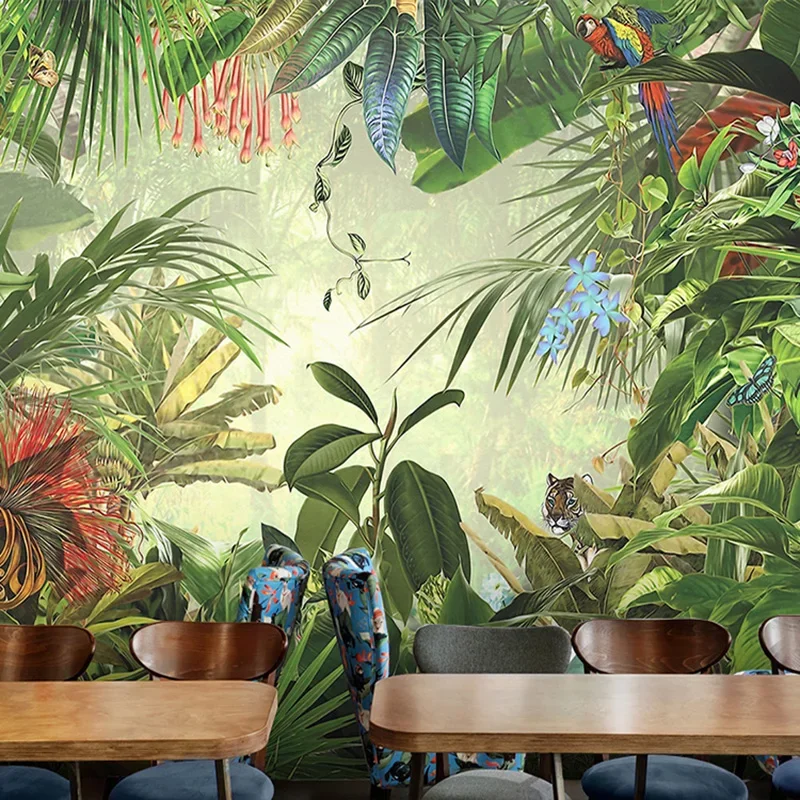Custom 3D Stereo Tropical Rainforest Banana Leaf Photo Wallpaper Background Wallpaper Mural Painting Fresco Dining Room TV Mural